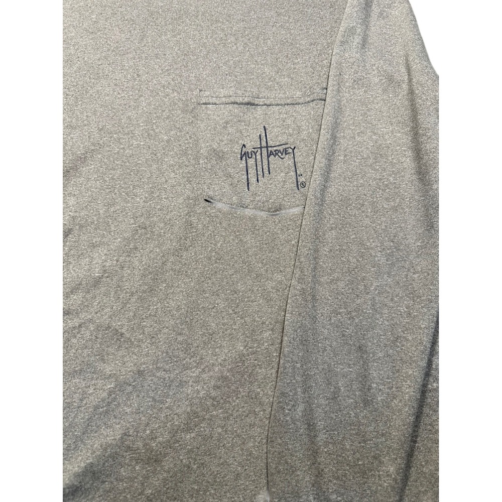 Guy Harvey Mens Gray Long Sleeve‎ Graphic Fishing Shirt Marlin Tuna Sailfish L/G - Picture 3 of 4